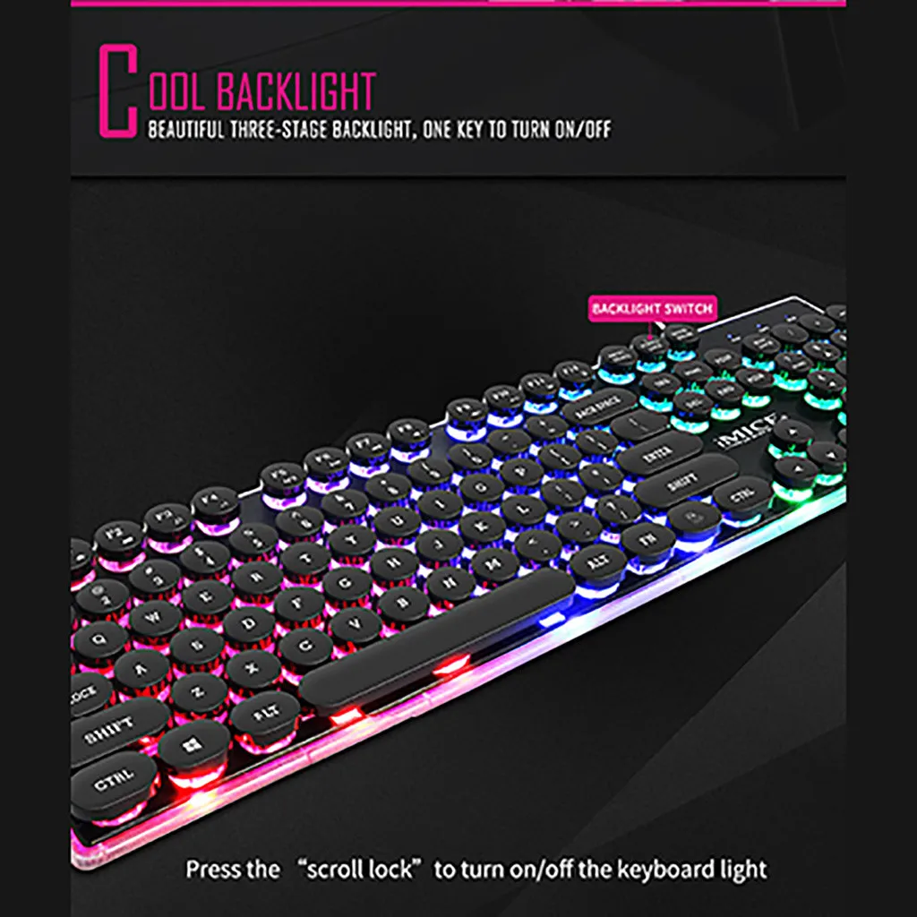 Игровая клавиатура Beautyss с подсветкой и RGB светодиодный экран 104 клавиши