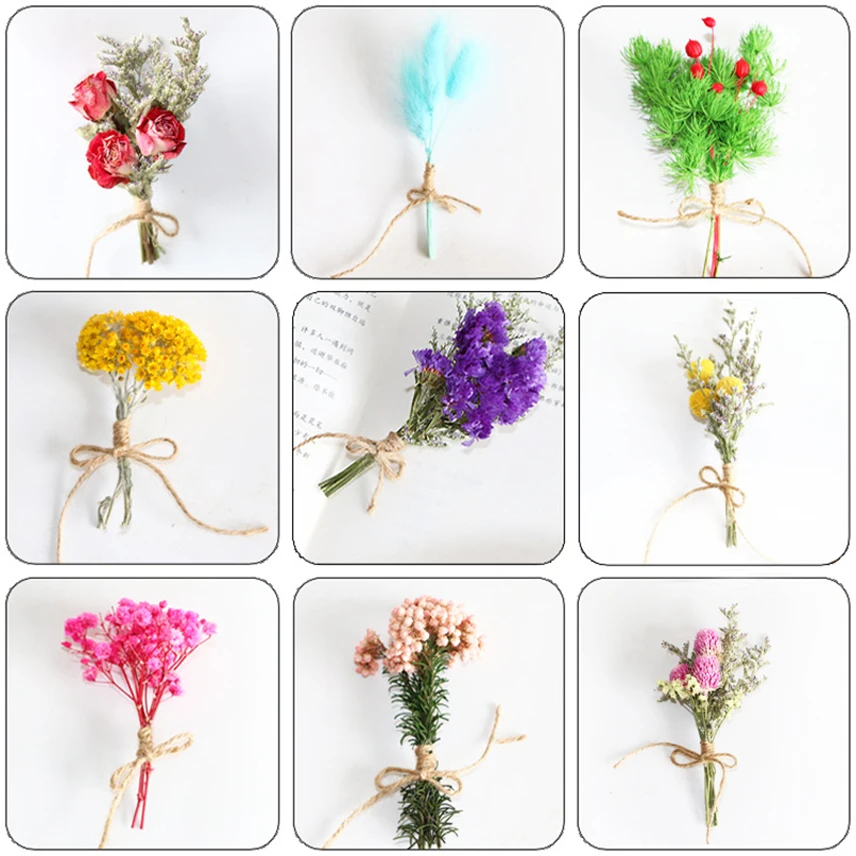 

Natural Dried Flower Bouquet Mini Pampas Grass Gypsophila Flores Rose Fresh Preserved Photo Prop Gift Box Decor Wedding Patry