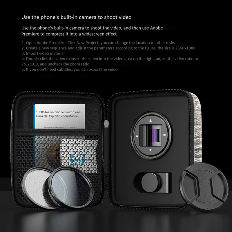 

APEXEL 1.33X Anamorphic Lens Widesn Camcorders Lens Vlog Movie HD Fish Eye Lens Mobile Phone Camera Lens