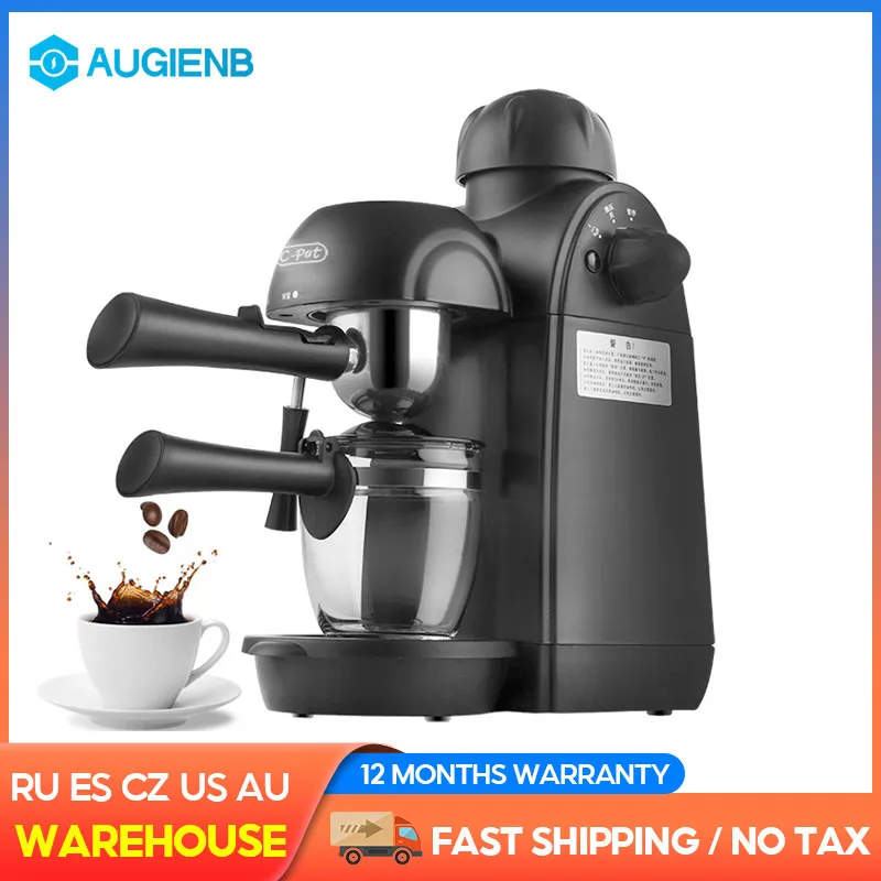 

AUGIENB 240ML Coffee Makers C-pot 5 Bar Pressure Personal Espresso Coffee Machine Maker Steam Espresso System with Milk Frother