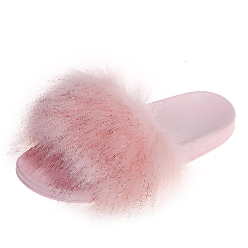

2021 Women Luxury Fur Sandals Flat Indoor Cozy Furry Slides Solid Crystal Designer Home Shoes Ladies Female Sandalias Mujer