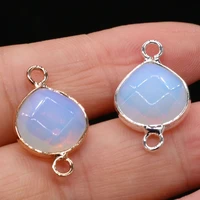 2pcs opal stone charms connectors double hole for women jewelry making diy necklace bracelets accessories size 23x14mm