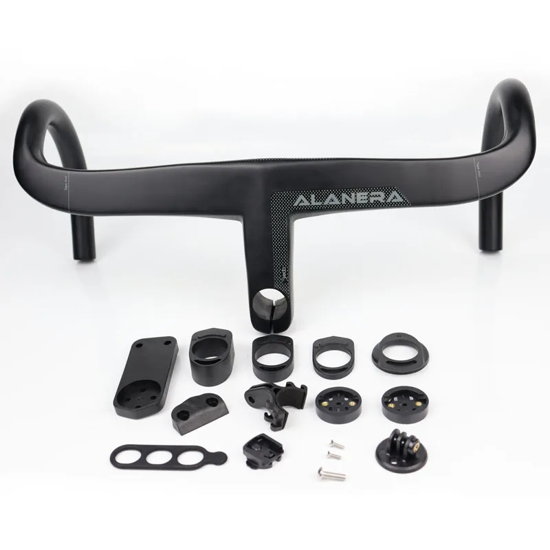 2022 New ALANERA Carbon Road Intergrated Handlebar For 28.6mm Fork Steer With Headset Spacers And Computer Mount