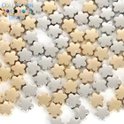 Бусины с двойным отверстием для ювелирных изделий, круглые промежуточные бусины с двойным отверстием, цвет белый КК золото, CCB, фурнитура для поделок, 50 шт.