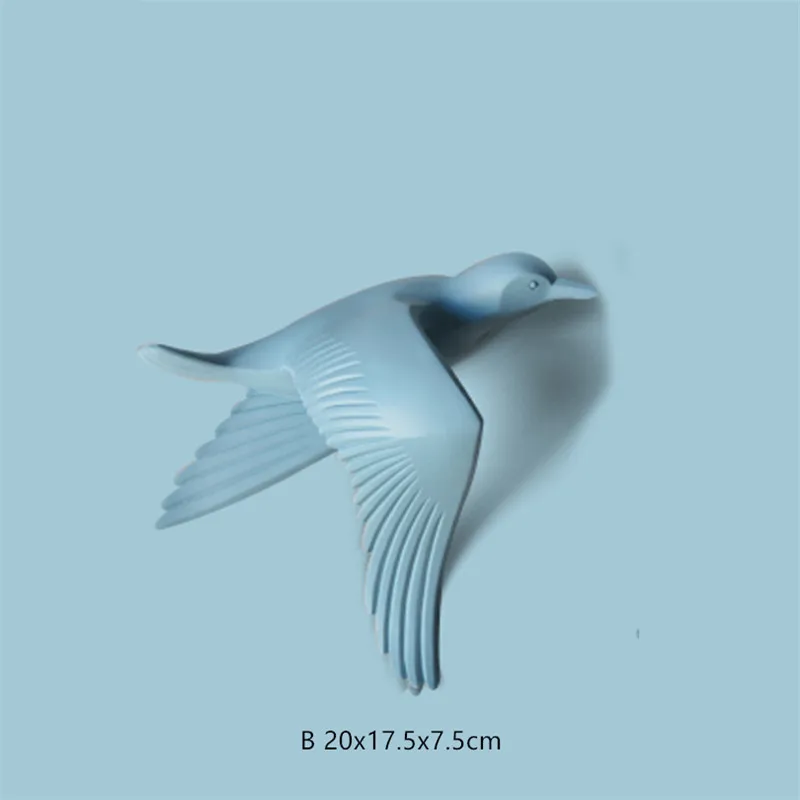 Light blue B Европейский Креативный резиновый Настенный 3D орнамент в виде чайки, птицы, Настенная Наклейка для гостиной, телевизора, фоновое украшение, подвеска в виде животного - Цвет: Light blue B