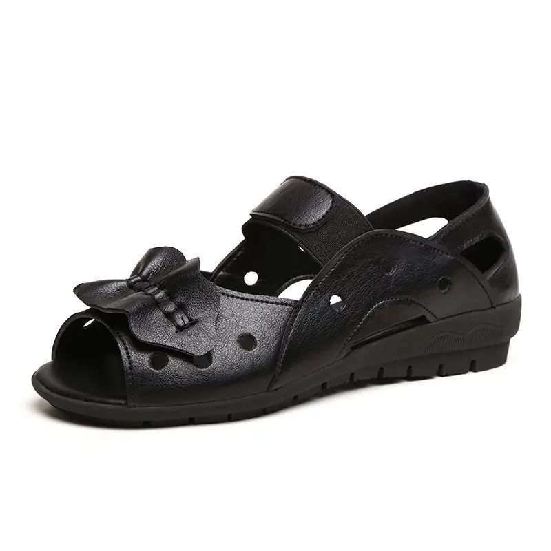 

2021 Summer Women's Shoes Ladies Pu Sandals Casual Open Toe Sandals Wedges Soft Surface Fashion Fish Mouth Mother Sandals