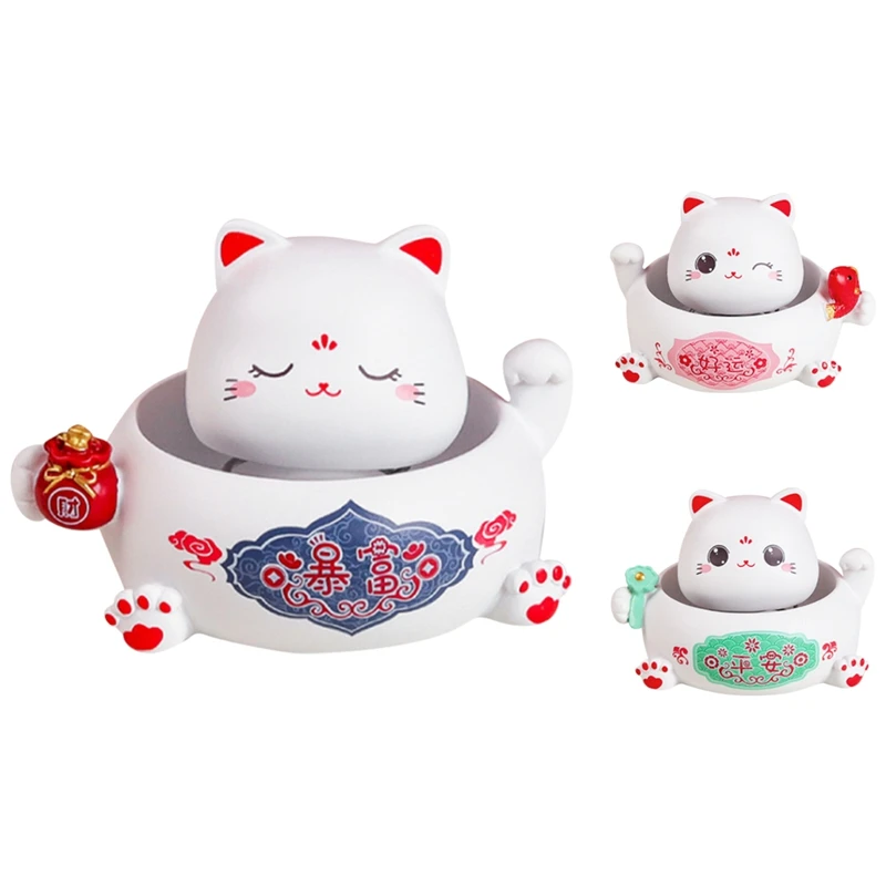 

Cute Cartoon Shaking Head Lucky Cat Resin Ornaments Home Living Room