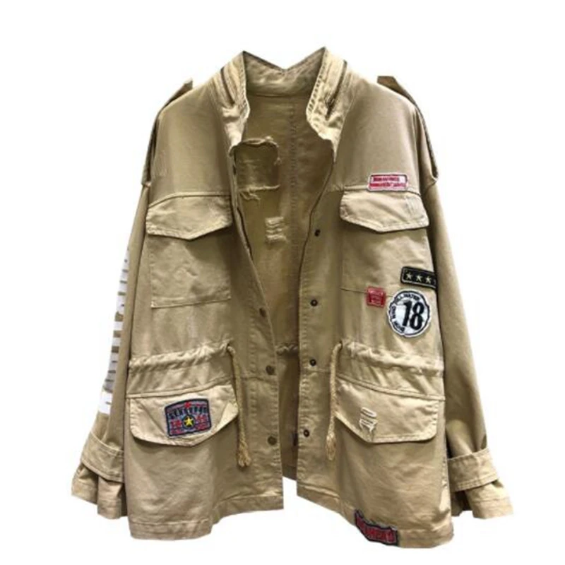 Женская ветровка 2019 весна и осень новинка британский стиль воротник стойка