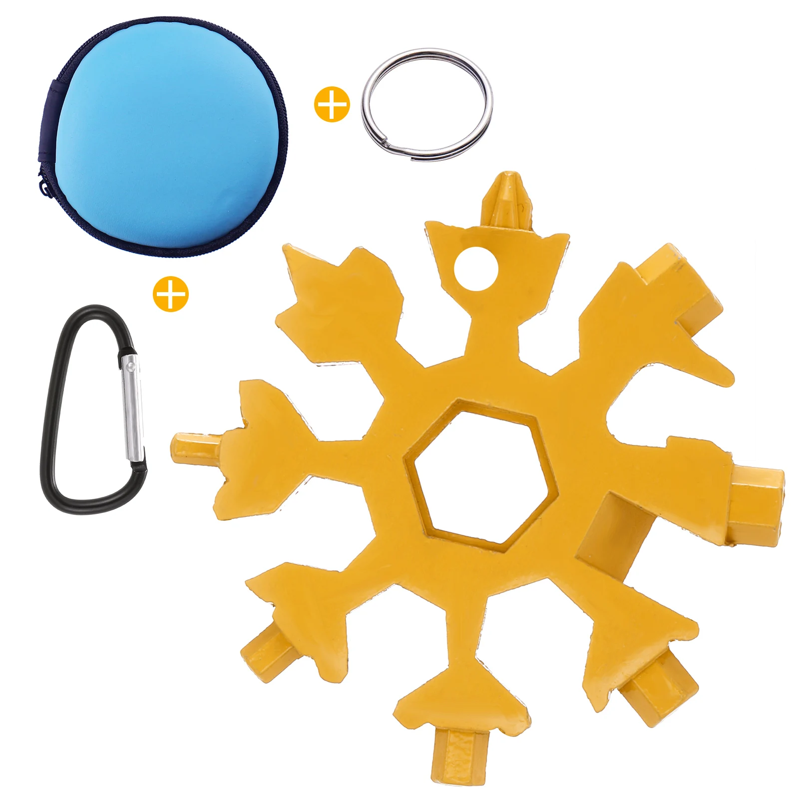 

HEBANG 18-in-1 Yellow Snowflake Multi Tool Stainless Portable Steel Outdoor Wrench Screwdriver Bicycle Tools Blue Storage Bag