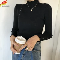 new 2020 autumn winter sweater women black white beige brown color full sleeve rib knit turtleneck women sweaters and pullovers