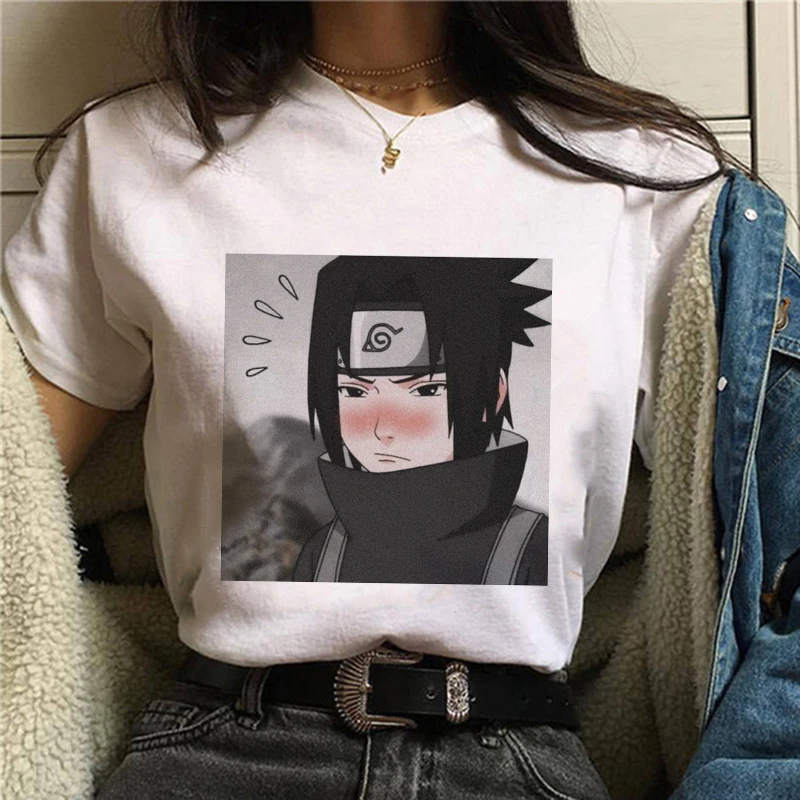 

2021 New Japanese Anime Cool Women Tshirt Uchiha Sasuke Tshirt Streetwear Graphic Loose Couple Funny Tops Vintage T-shirt
