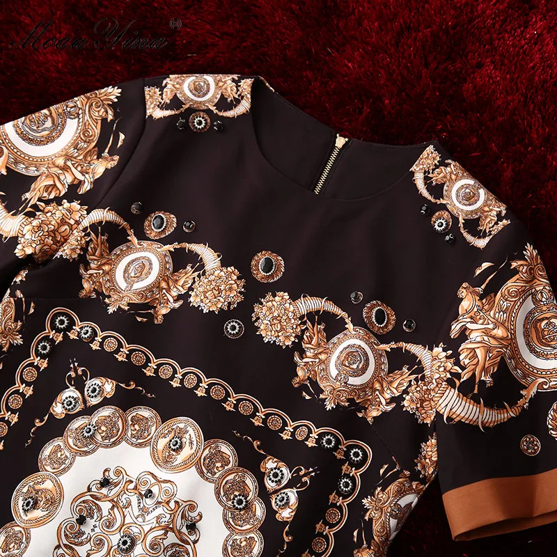 MoaaYina модное дизайнерское платье летнее женское короткий рукав Ретро стиль