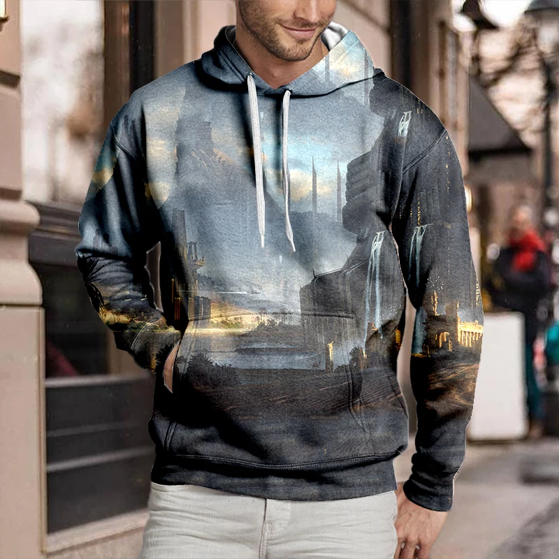 

Мужская толстовка с капюшоном, черная тонкая Классическая Толстовка С 3D-принтом, с поясом, для спорта и отдыха, осень-лето 2021