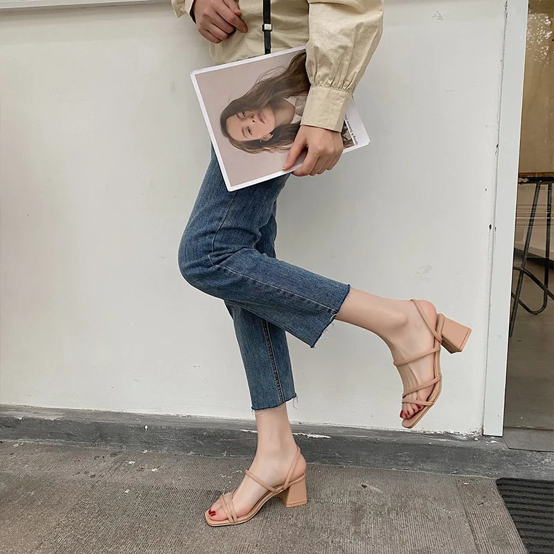 

High-Heeled Shoes Lady Woman's Slippers Luxury Slides Med Square heel 2021 Designer Soft Block Bonded Leather Rome Microfiber Ba