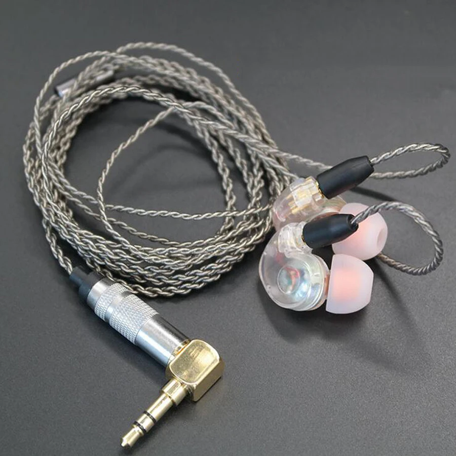Обновленный DIY MMCX SE215 наушники стерео Бас HIFI Ouyad разъем серебряное покрытие линия