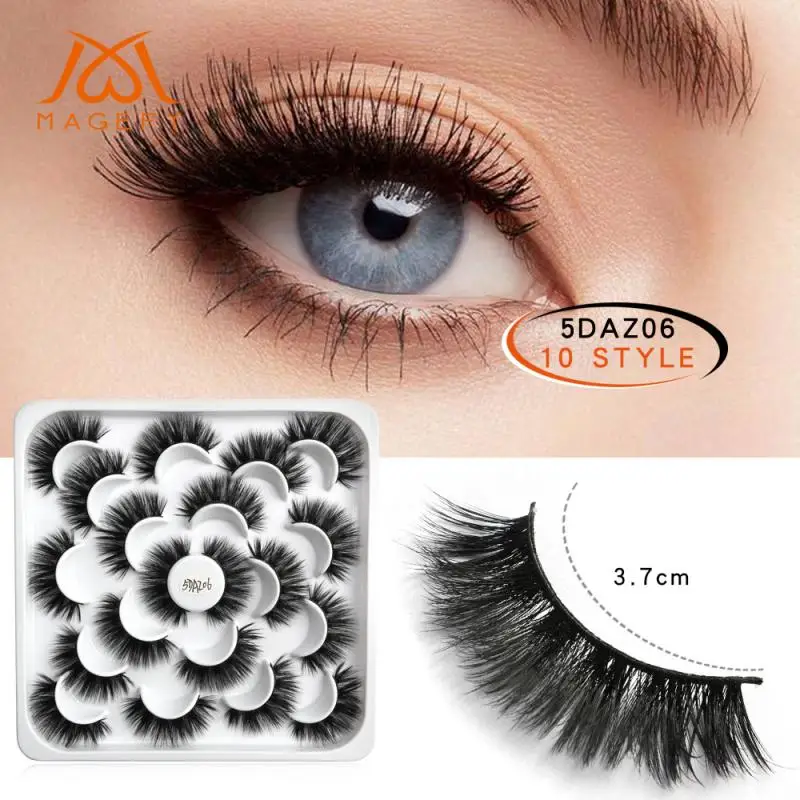 

10 Pair Natural 5D Mink False Eyelashes Wispy Cross Long Thick Soft Fake Black Eye Lashes Makeup Extension Eyelashes New 2021