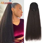 Длинные афро-Пуховые Волосы AliLeader, кудрявые натуральные волосы, синтетические кудрявые Прямые хвостики на шнурке с зажимом, эластичная лента