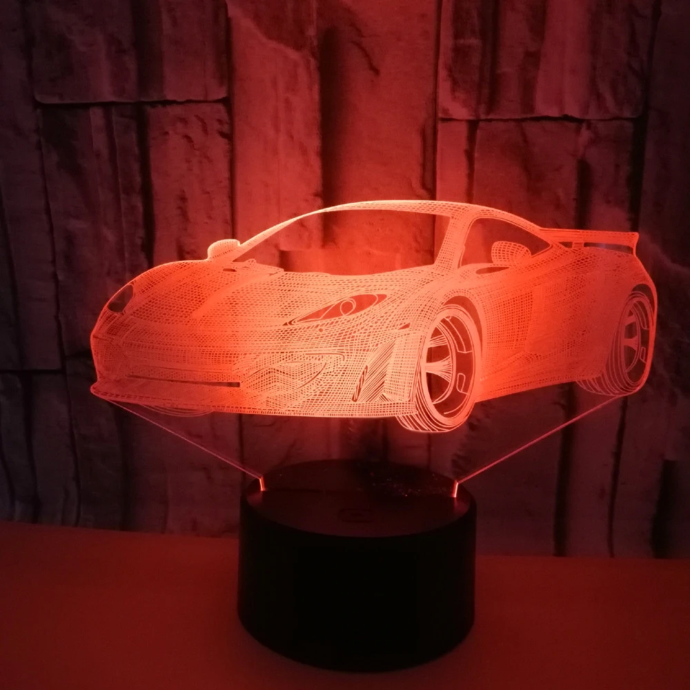 

Acrylic Light Night 3D LED Night Light Creative Table Bedside Lamp stereo sports cars Light Night Club Home Decoration Gift Box