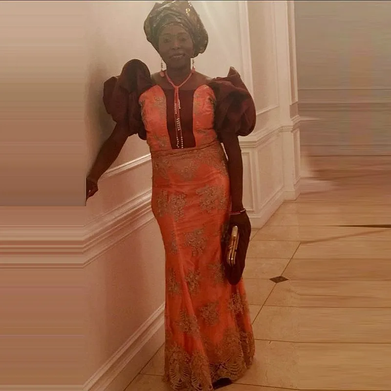 

Вечерние платья кораллового цвета Aso Ebi, короткие кружевные платья с пышными рукавами и аппликацией, платье для выпускного вечера Aso Ebi, женск...