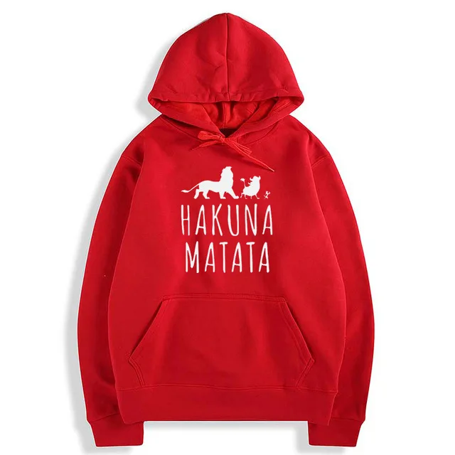 Hakuna Matata флисовая толстовка женская Повседневная флисовая толстовка Король Лев Harajuku пуловер животные толстовки Великобритания - Цвет: Red-W