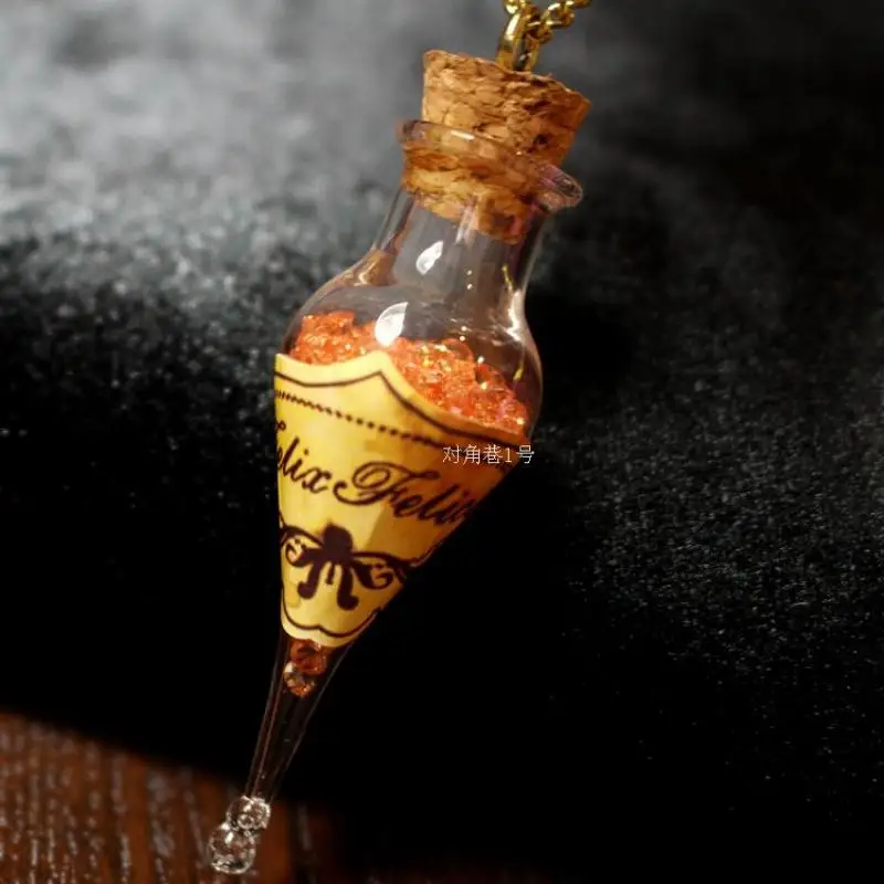 Счастливая зелье Феликс стеклянная бутылка кулон ожерелье на цепочке волшебника