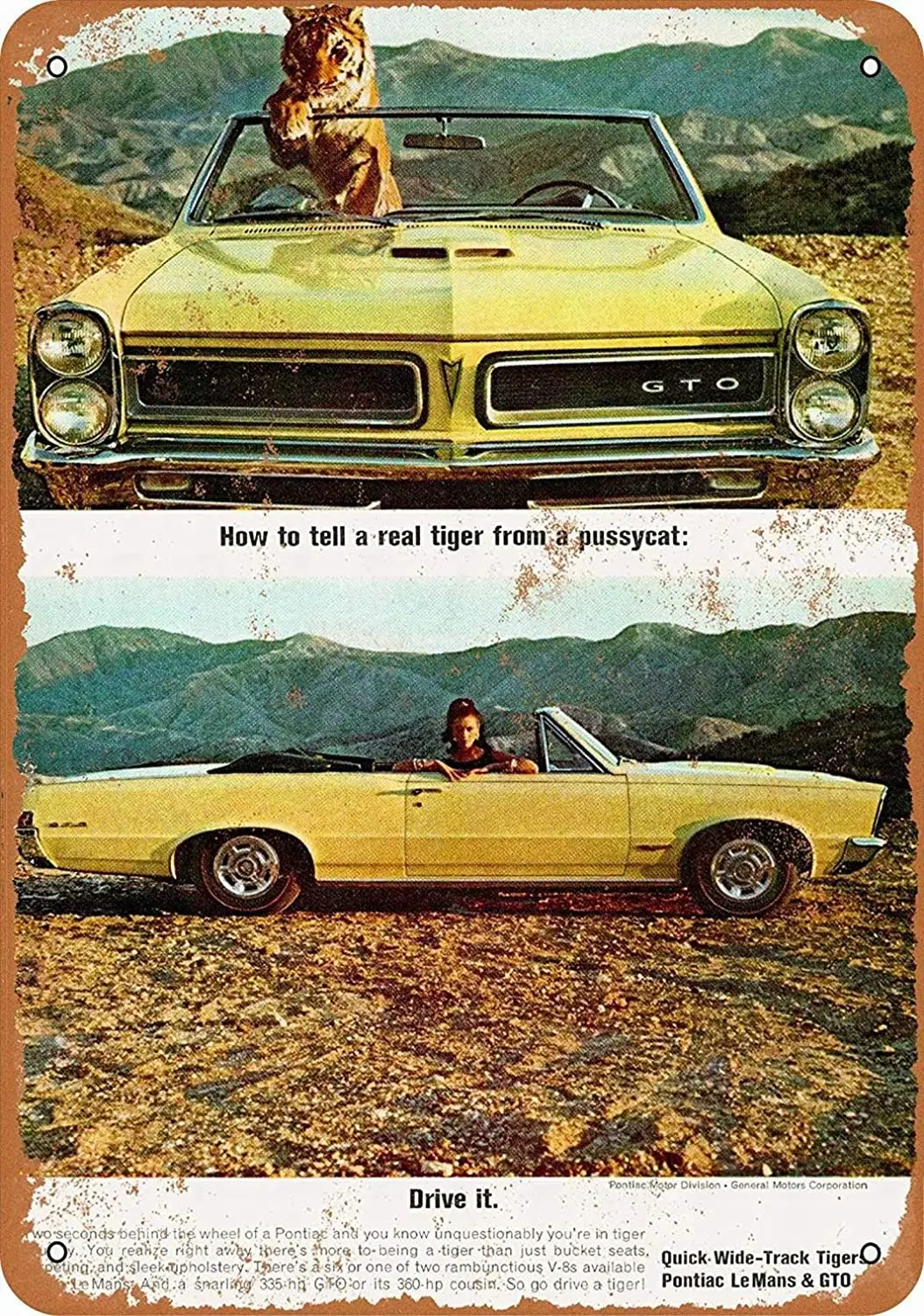 

Fsdva 8 x 12 Metal Sign - Pontiac GTO Convertible - Retro Wall Decor Home Decor