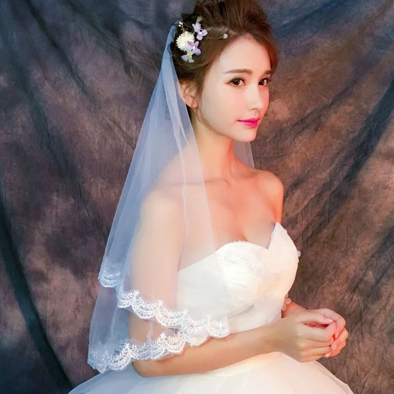 2020 простая Фата для невесты Вуаль де Mariage 2 слоя Для женщин короткий свадебная