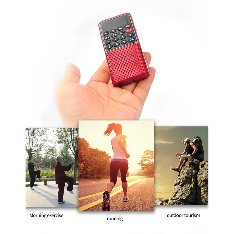 L-328 Mini Portable Pocket FM Auto Scan Radio Music o MP3 Player Outdoor Small Speaker with Voice Recorder | Электроника