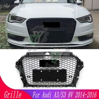 car modified front grille mesh for audi a3s3 8v 2014 2016 modified rs3 style auto parts front bumper racing grill