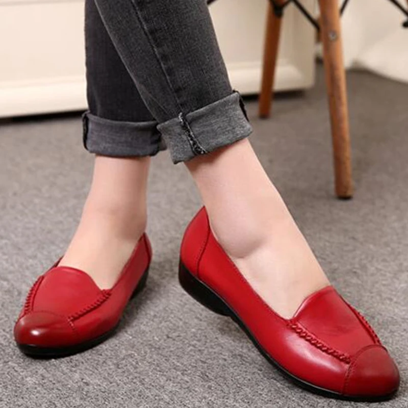 

CEYANEAO Fashion shoes 2018 New Autumn Women Flats Genuine Leather Woman Shoes Soft Outsole Handmade Casual Loafers