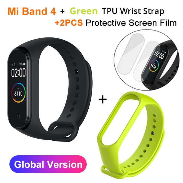 miband4 N GreenStrap Новейший Xiaomi mi band 4 смарт фитнес браслет Bluetooth 5,0 цветной экран 135 мАч 50 м плавание mi ng водонепроницаемый - Цвет: miband4 N GreenStrap