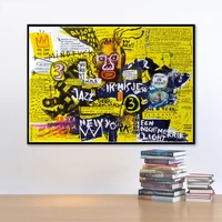 jean michel abstract street graffiti wall art canvas poster and print canvas painting decorative picture for bedroom home decor