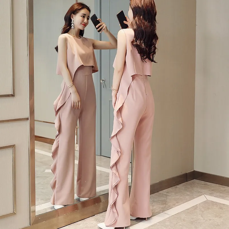 Новые летние комбинезоны без рукавов Женские рабочие шифоновые однотонные с