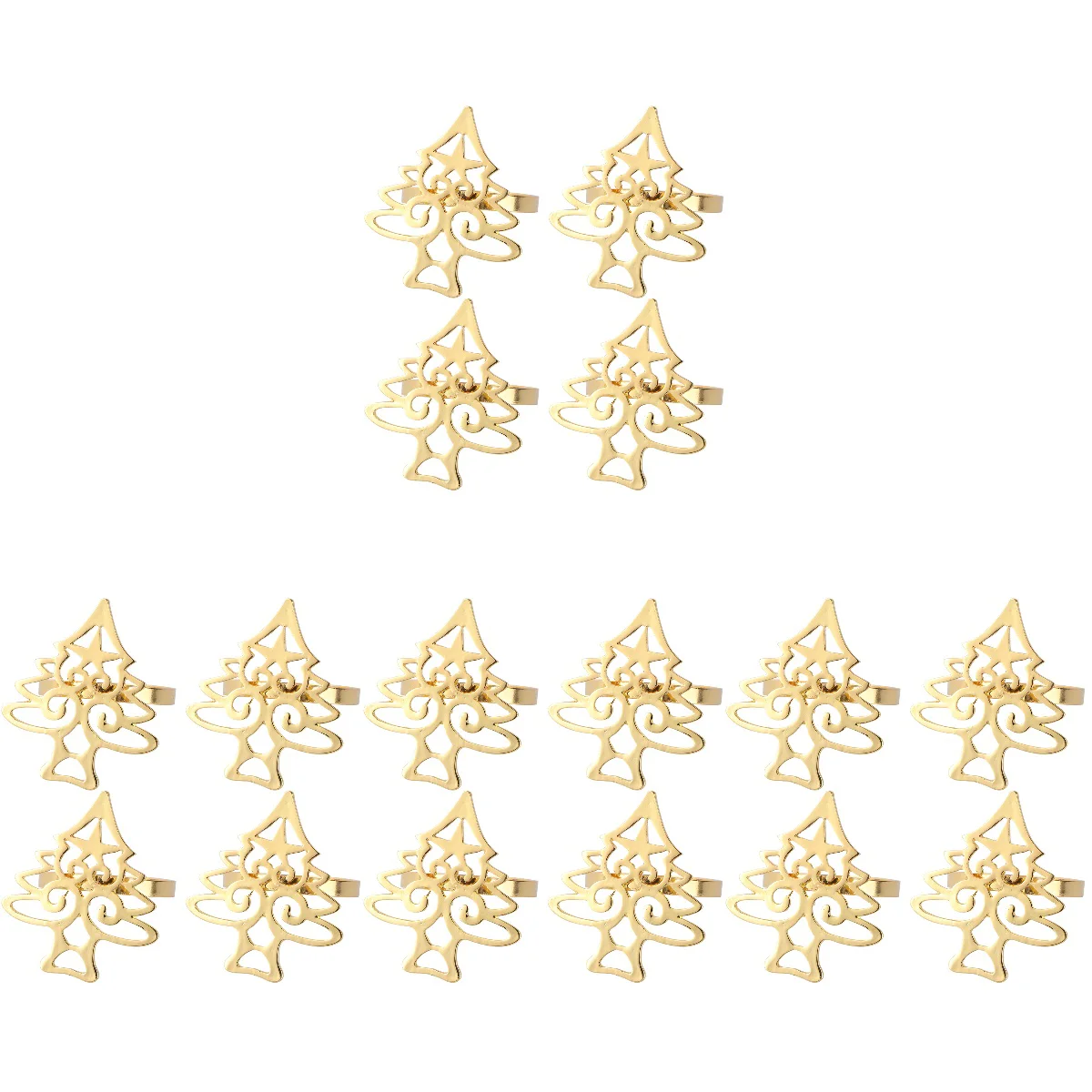 

16 Pcs Napkin Buckles Christmas Tree Shape Alloy Napkin Holders for Dinner