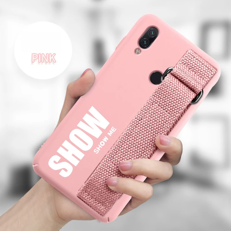 Pink Чехол для Xiaomi Redmi Note K20 7 8 Pro 5 5A 4 4X6 6A Plus S2 чехол Мягкая силиконовая матовая задняя крышка для Redmi Note8 чехол с ремешком на руку - Цвет: Pink