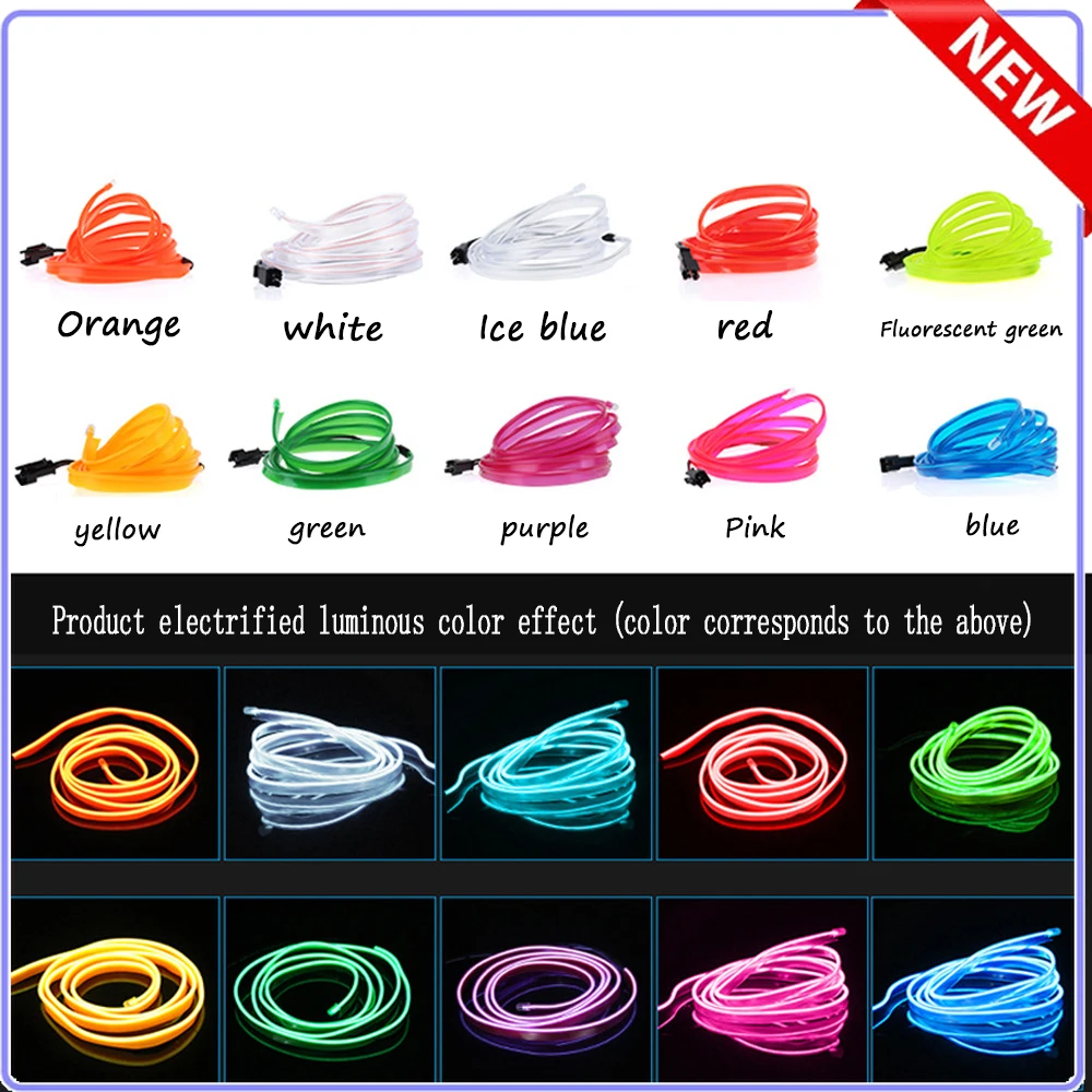 

LED Led Strip Auto Lights Interior Led Decorativeve EL Wiring Neon Strip for Car Flexible Ambient Light USB Atmosphere Diode 3M