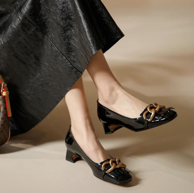 

Удобная женская обувь, новинка весны и лета, элегантные туфли на среднем каблуке в стиле ретро, темпераментные повседневные женские туфли н...