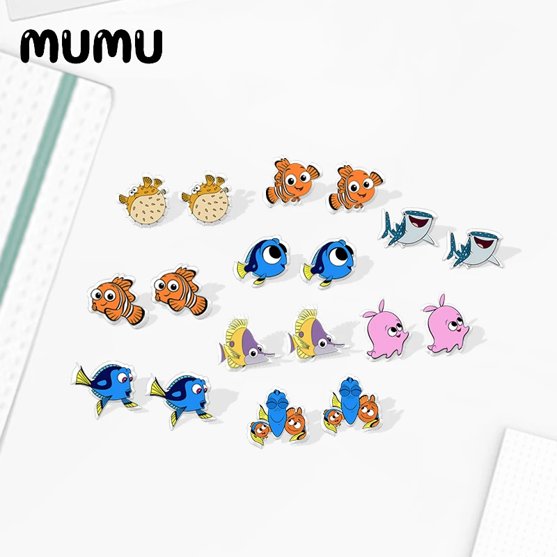 Новинка 2021 серьги-гвоздики Dory и Nemo акриловые серьги эпоксидные украшения подарки