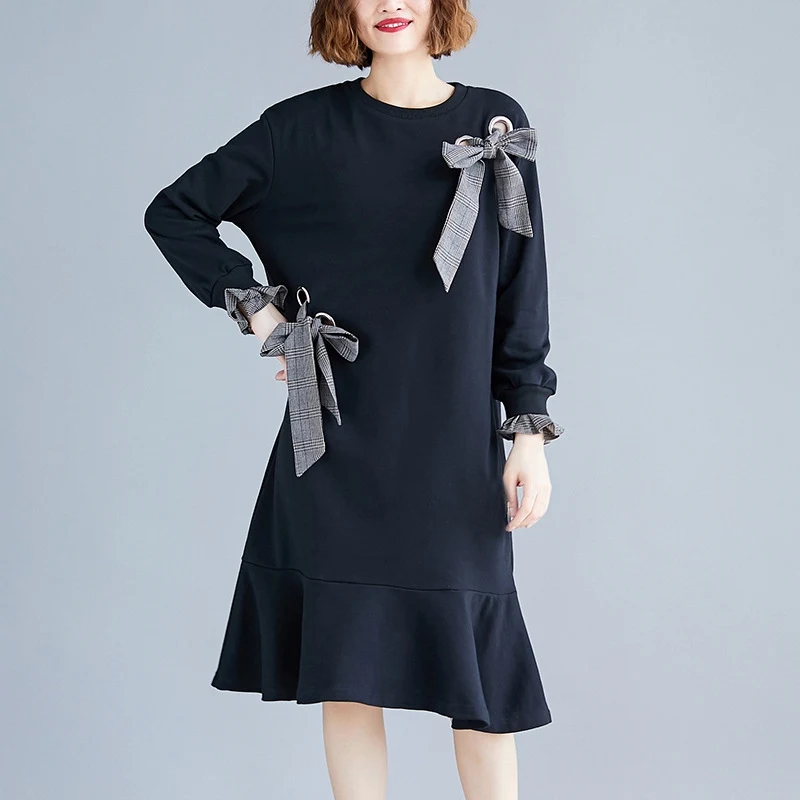 2019 модное осеннее женское платье Mori Girl с длинным рукавом милое свободное