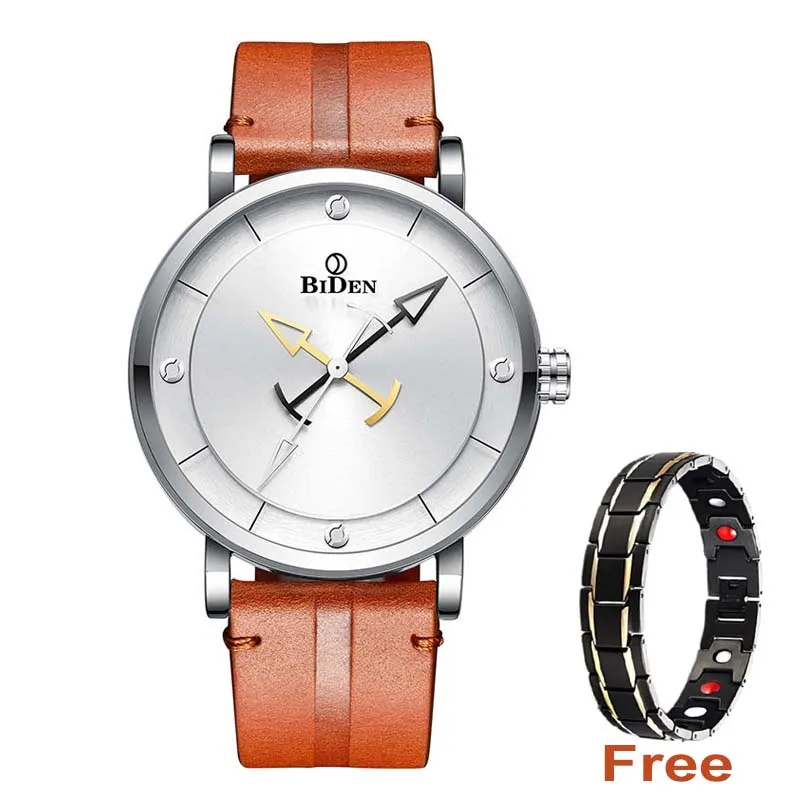 

New men's leather watches top brand BIDEN fashion watch for Men Causal Business Quartz wrist watch gift Male watch