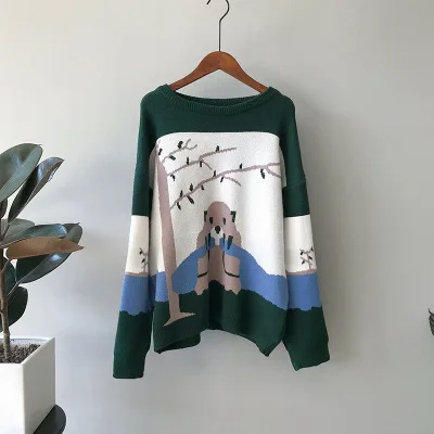 2019 осень зима новый мультфильм Медведь свободный свитер женский теплый