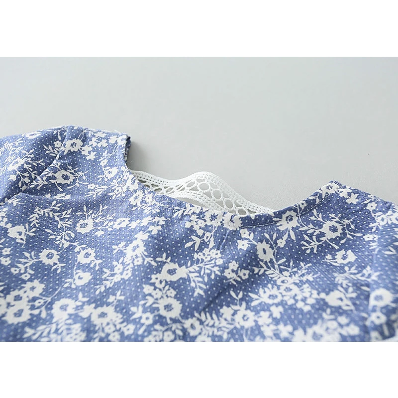 

Y.L.STUDIO Toddler Girls Dress Summer Short Sleeve Cotton Child Girls Dress Lace Flower Printed Retro Dress For Kids Girls