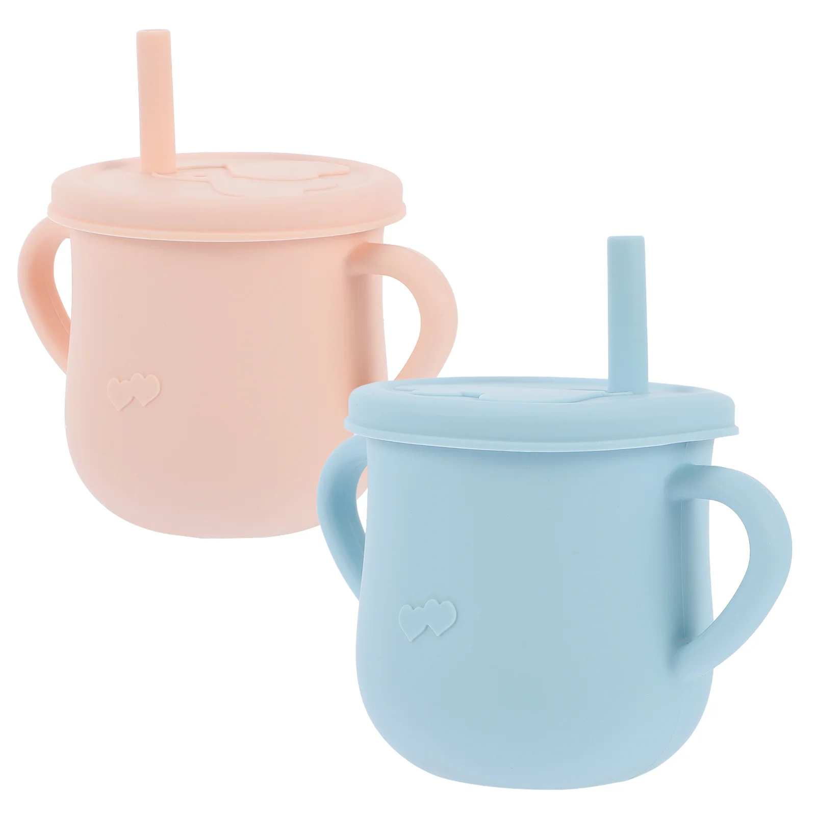 

2pcs Toddler Straw Cups Silicone Baby Sippy Trainer Cup Water Drinking Cups