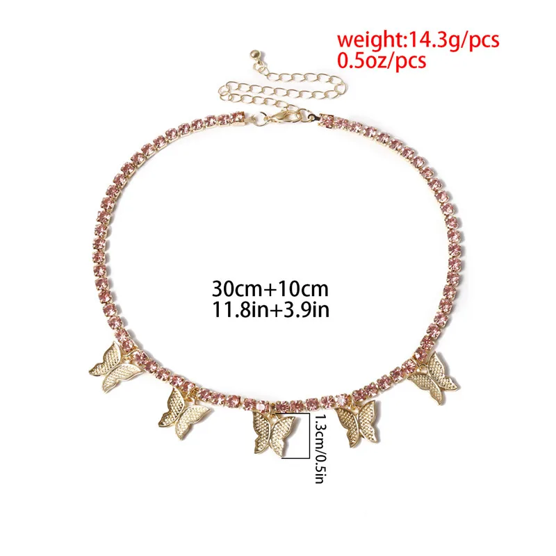 Женское Ожерелье с бабочками блестящие стразы ювелирное изделие в стиле панк