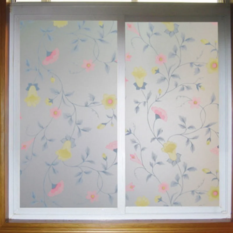 

100cm Length Electrostatic Window Film PVC Morning Glory Privacy Protection Water-Proof Decorative Removable Reusable Glass Foil