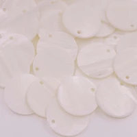 50 pcs 25mm round coin shell white mother of pearl top hole loose beads
