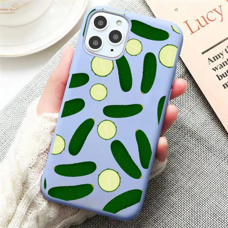 

cucumber vegetables fruit pattern Phone Case Candy Color for iPhone 6 7 8 11 12 s mini pro X XS XR MAX Plus