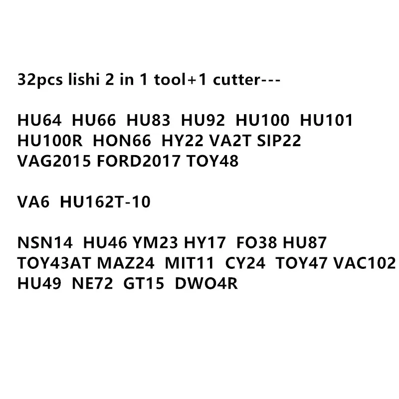 Оригинал LiShi инструментов 2 в 1 32 шт./кор. HU100 HU101 HU100R HON66 HY22 VA2T SIP22 VAG2015 FORD2017 TOY48 VA6 HU162T