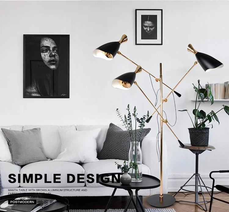 저렴한 현대 검은 금속 플로어 램프 레스토랑 바 빌라 호텔 홈 거실 독서 빛 FA146 옆에 침실