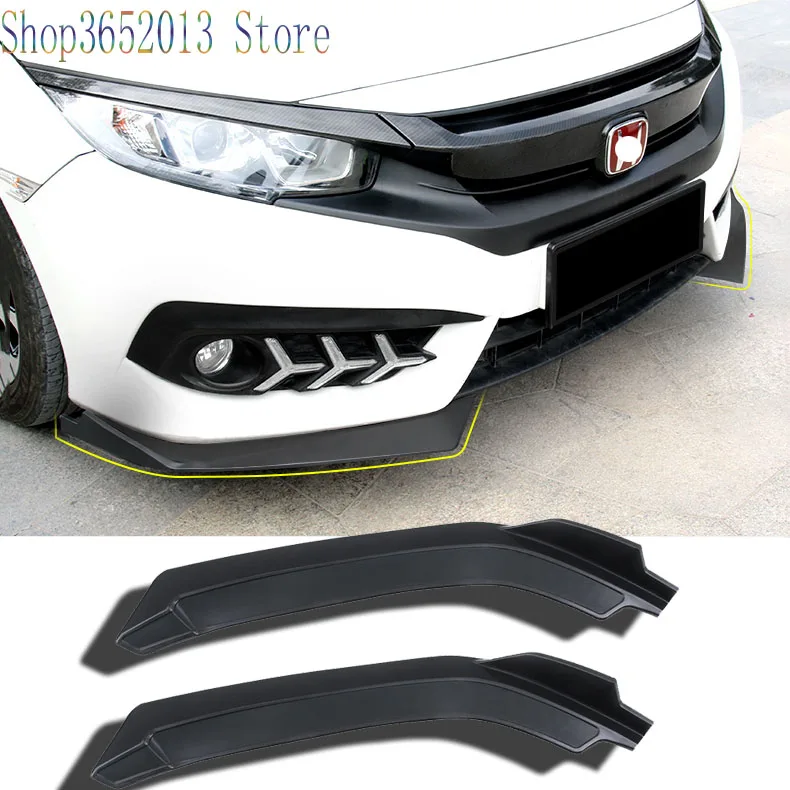 

Аксессуары для стайлинга автомобиля 2 шт. для Honda Civic Sedan 2016-2020 ABS Матовый Черный Автомобильный передний бампер губа диффузор разветвители утка